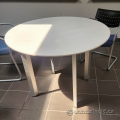 42" White Round Table with Steel Legs